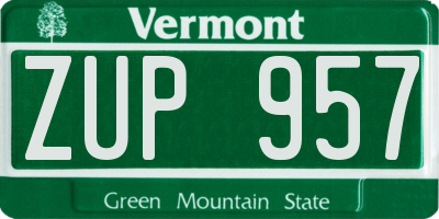VT license plate ZUP957