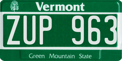 VT license plate ZUP963