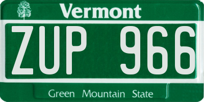 VT license plate ZUP966