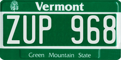 VT license plate ZUP968
