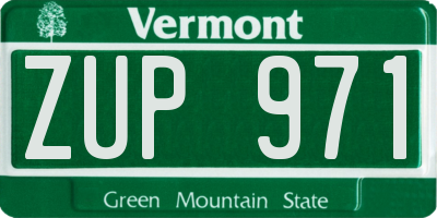 VT license plate ZUP971