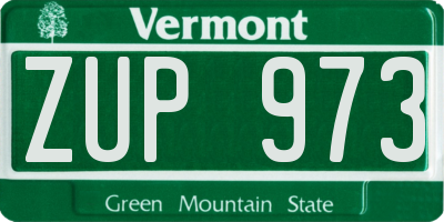 VT license plate ZUP973
