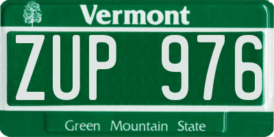 VT license plate ZUP976