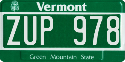 VT license plate ZUP978