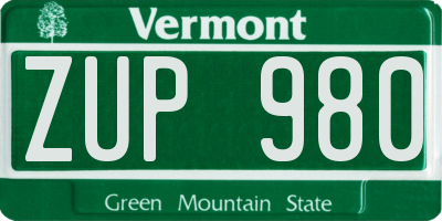 VT license plate ZUP980