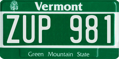 VT license plate ZUP981