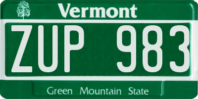 VT license plate ZUP983