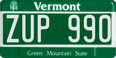 VT license plate ZUP990