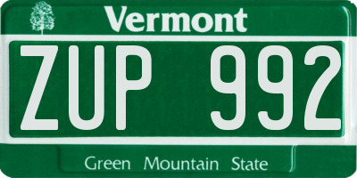 VT license plate ZUP992