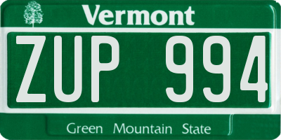 VT license plate ZUP994