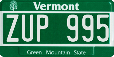 VT license plate ZUP995