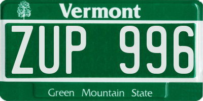 VT license plate ZUP996