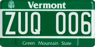 VT license plate ZUQ006