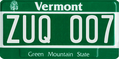 VT license plate ZUQ007