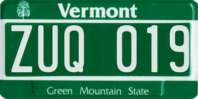 VT license plate ZUQ019