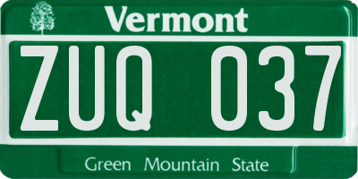 VT license plate ZUQ037