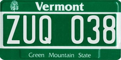 VT license plate ZUQ038
