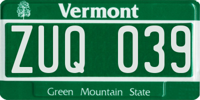 VT license plate ZUQ039