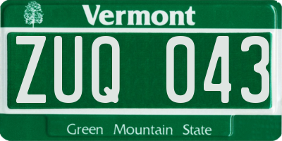 VT license plate ZUQ043
