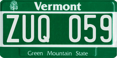 VT license plate ZUQ059