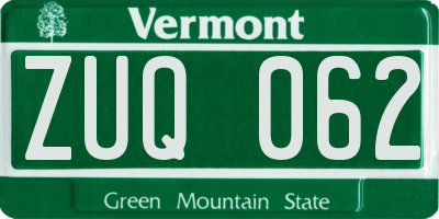 VT license plate ZUQ062