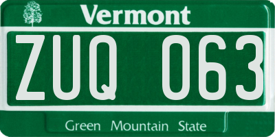 VT license plate ZUQ063
