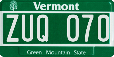 VT license plate ZUQ070