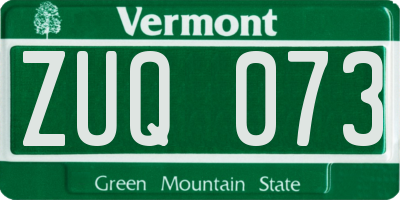 VT license plate ZUQ073