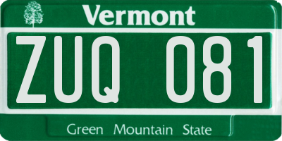 VT license plate ZUQ081