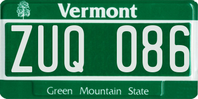 VT license plate ZUQ086