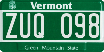 VT license plate ZUQ098