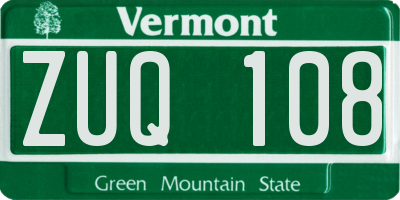VT license plate ZUQ108