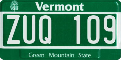 VT license plate ZUQ109