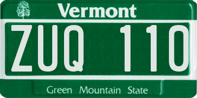 VT license plate ZUQ110