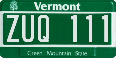 VT license plate ZUQ111