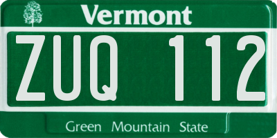 VT license plate ZUQ112