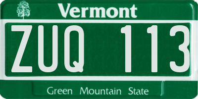 VT license plate ZUQ113