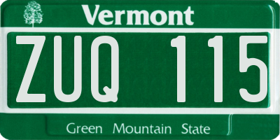 VT license plate ZUQ115