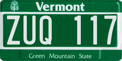 VT license plate ZUQ117