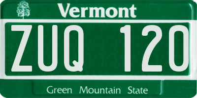 VT license plate ZUQ120