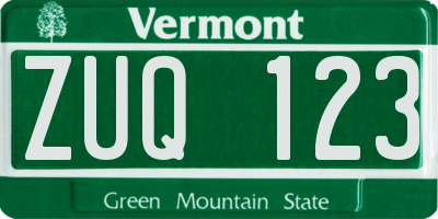 VT license plate ZUQ123