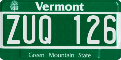 VT license plate ZUQ126