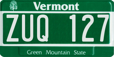 VT license plate ZUQ127