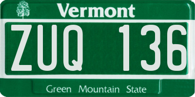 VT license plate ZUQ136