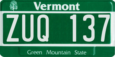 VT license plate ZUQ137