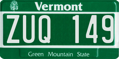 VT license plate ZUQ149