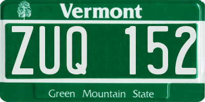 VT license plate ZUQ152