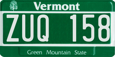VT license plate ZUQ158