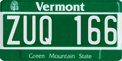 VT license plate ZUQ166