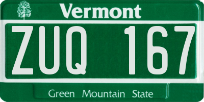 VT license plate ZUQ167